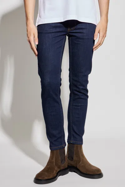Versace Jeans Couture Logo Patch Skinny Jeans In Blue