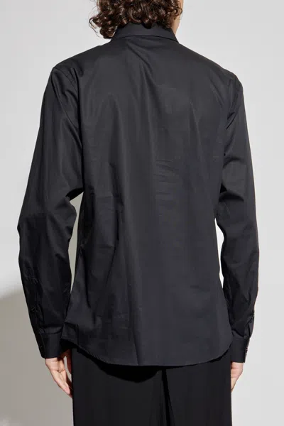 Versace Jeans Couture Logo Embroidered Long-sleeved Shirt In Black