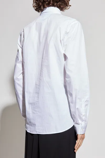 Versace Jeans Couture Logo Embroidered Long-sleeved Shirt In White