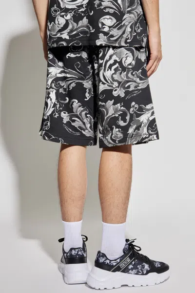 Versace Jeans Couture Barocco Printed Shorts In Black