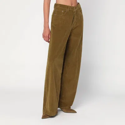 Haikure Wide Corduroy Trousers With Pockets And Belt Loops In Brown