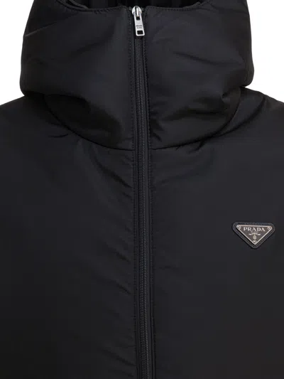 Prada Black Re-nylon Downjacket Wintercoat In Black