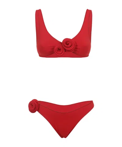 La Reveche Nuha Floral-applique Bikini