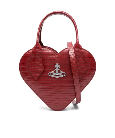 Vivienne Westwood Josephine Logo-embellished Croc-effect Leather Shoulder Bag
