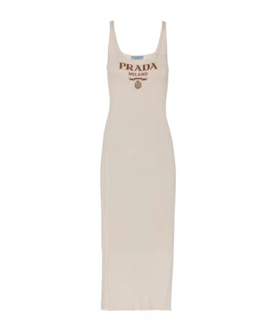Prada Silk Dress In Nude