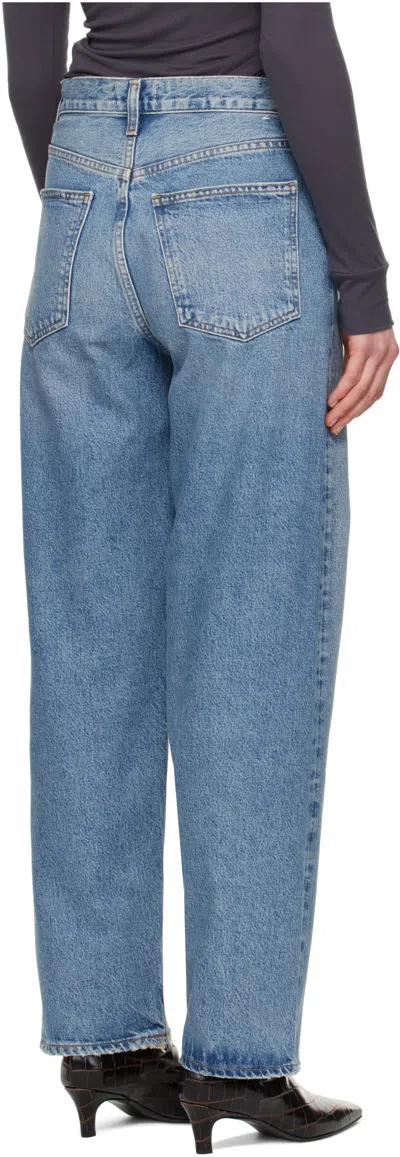 Agolde Low Slung Puddle Straight Leg Jeans In Blue