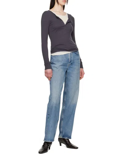 Agolde Low Slung Puddle Straight Leg Jeans In Blue