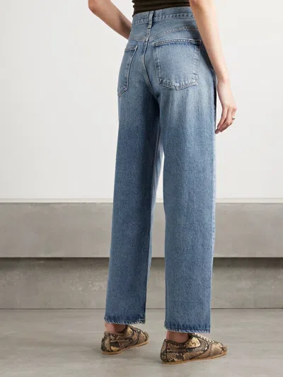 Agolde Low Slung Puddle Straight Leg Jeans In Blue