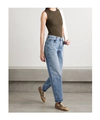 Agolde Low Slung Puddle Straight Leg Jeans In Blue