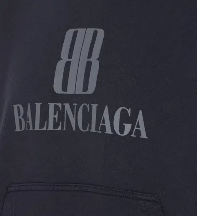 Balenciaga Black Hoodie With Fixed Hood And Logo Lettering On The Front In Cotton Man In Black