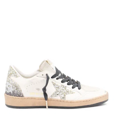 Golden Goose Nappa Leather Sneakers With Silver Glitter Star Accents