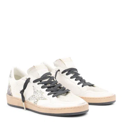Golden Goose Nappa Leather Sneakers With Silver Glitter Star Accents