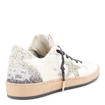 Golden Goose Nappa Leather Sneakers With Silver Glitter Star Accents