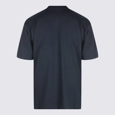 Balenciaga High-collar Black T-shirt With Logo Print In Blue