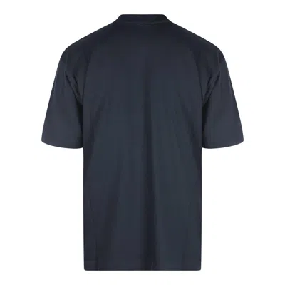Balenciaga High-collar Black T-shirt With Logo Print In Blue