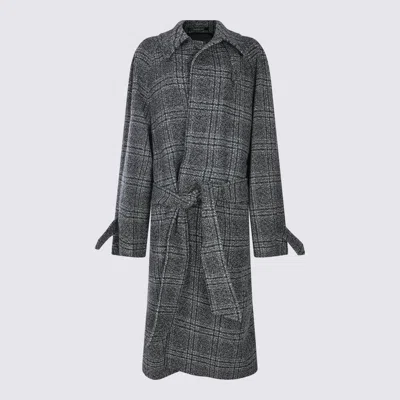 Balenciaga One Layer Checked Belted Coat
