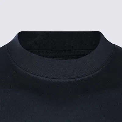 Balenciaga High-collar Black T-shirt With Logo Print In Blue