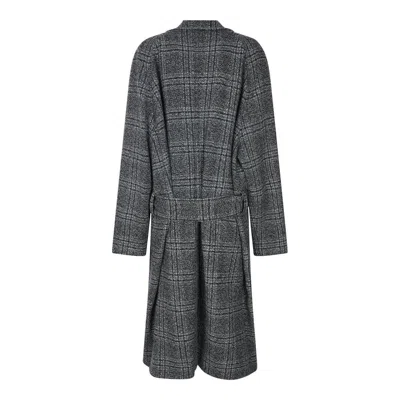 Balenciaga One Layer Checked Belted Coat