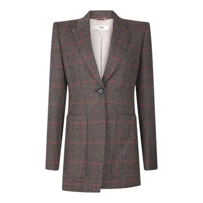 Chloé Tailored Jacket Longline Silhouette In Gray