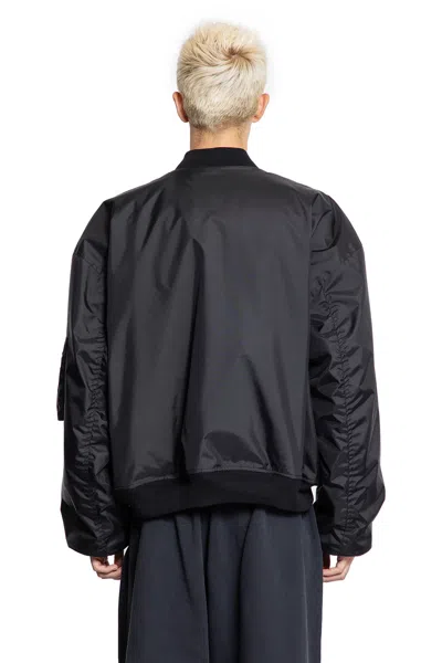 Balenciaga Men Bomber Jacket With Logo In Black