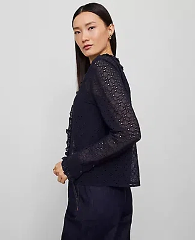 Ann Taylor Lace Ruffle Trim Blouse