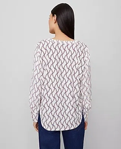 Ann Taylor Floral Mixed Media Pleat Front Top