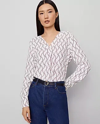Ann Taylor Floral Mixed Media Pleat Front Top