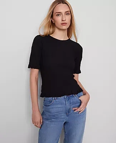 Ann Taylor Popcorn Knit Ruffle Trim Blouse