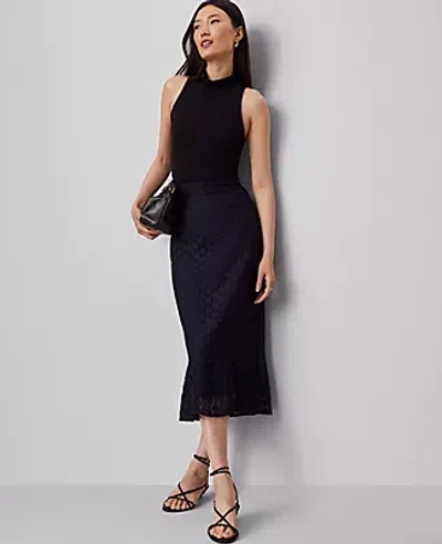 Ann Taylor Lace Flounce Midi Skirt