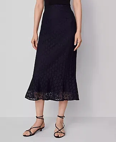 Ann Taylor Lace Flounce Midi Skirt