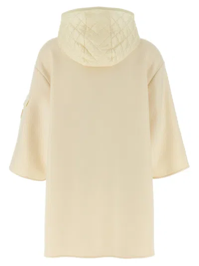 Moncler Two-material Hood Capes White In Neutral
