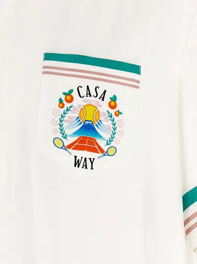 Casablanca Mens Tbc Cuban-collar Graphic-pattern Silk Shirt In White