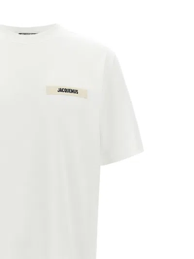 Jacquemus 'le T-shirt Gros Grain' White T-shirt With Logo Patch On The Front In White