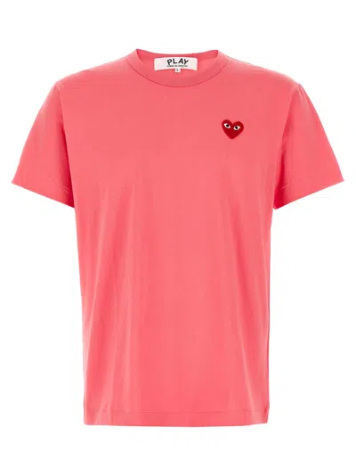 Comme Des Garçons Play Crew Neck Logo Patch T-shirt In Pink