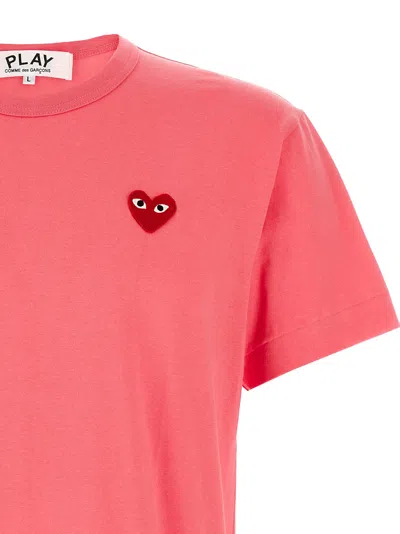 Comme Des Garçons Play Crew Neck Logo Patch T-shirt In Pink