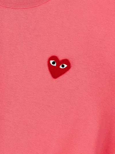 Comme Des Garçons Play Crew Neck Logo Patch T-shirt In Pink