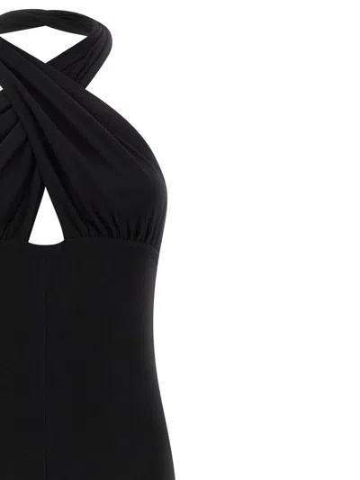 Norma Kamali Cross Halter Straight Leg Jumpsuit