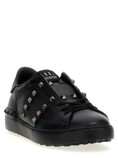 Valentino Open Rockstud Untitled Sneakers In Black