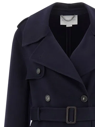 Stella Mccartney Double-breasted Wool Trench Coat Coats And Trench Coats Blue In Blue