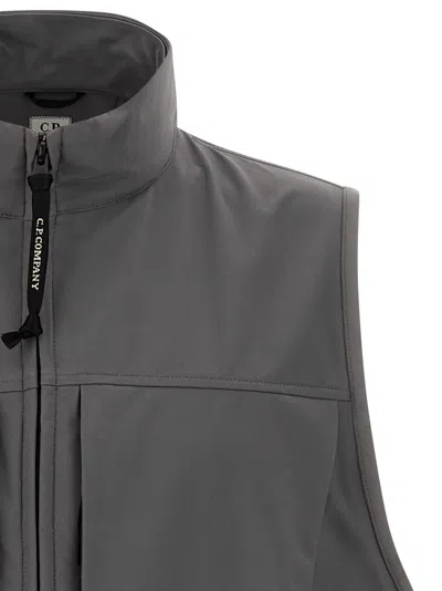 C.p. Company Shell Hooded Sleeveless Jacket In Gray