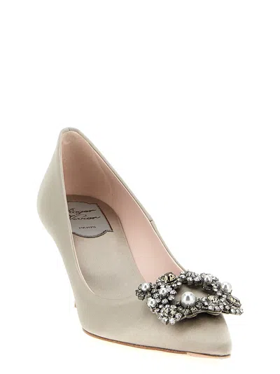 Roger Vivier Efflorescence Pumps In Satin In Gray
