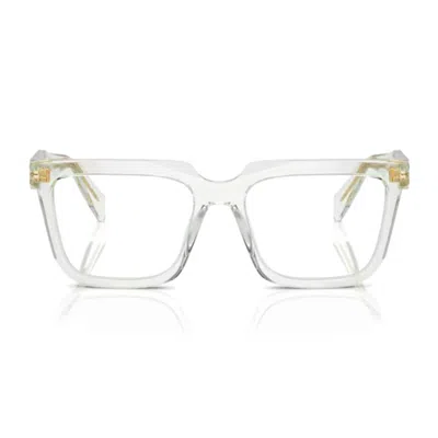 Prada Pr A19v Symbole 14r1o1 Verde Menta Trasparente Glasses In White