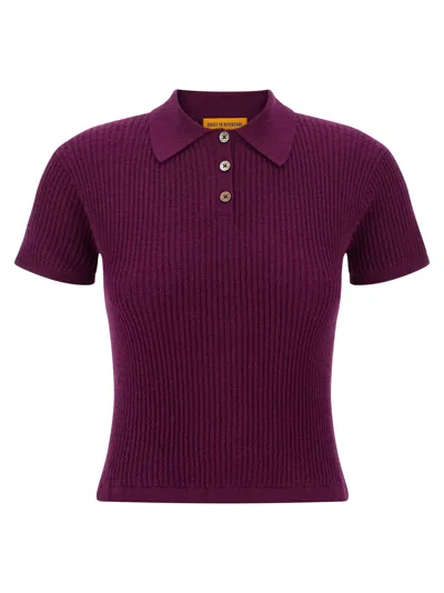 Guest In Residence Shrunken Cashmere Polo Top In Purple