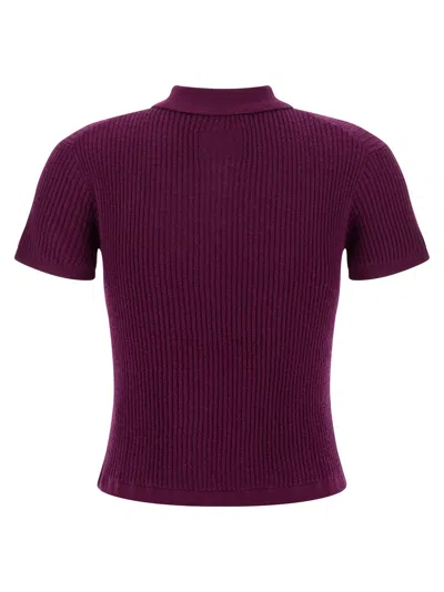 Guest In Residence Shrunken Cashmere Polo Top In Purple