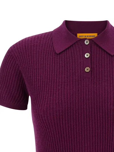 Guest In Residence Shrunken Cashmere Polo Top In Purple