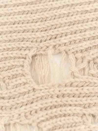 Mm6 Maison Margiela Wool Blend Scarf With Distressed Effect In Neutral