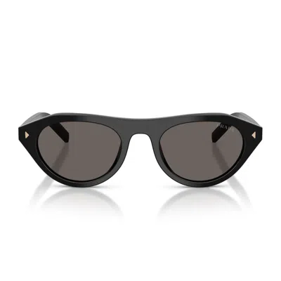 Prada Womens Black Pr B15s Oval-frame Acetate Sunglasses In Black