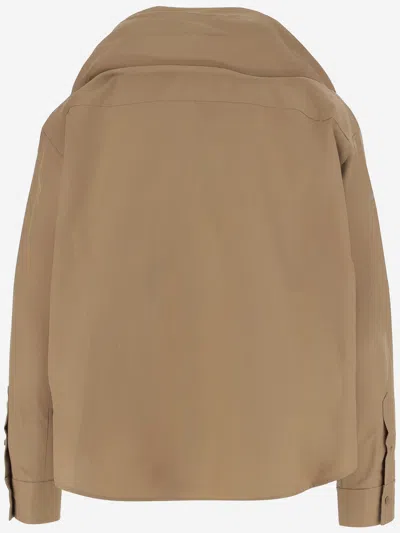 Carven Tie-neck Cotton Blouse In Neutral