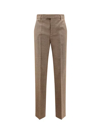 Mm6 Maison Margiela Wool Trousers With Front Crease And Pockets In Brown