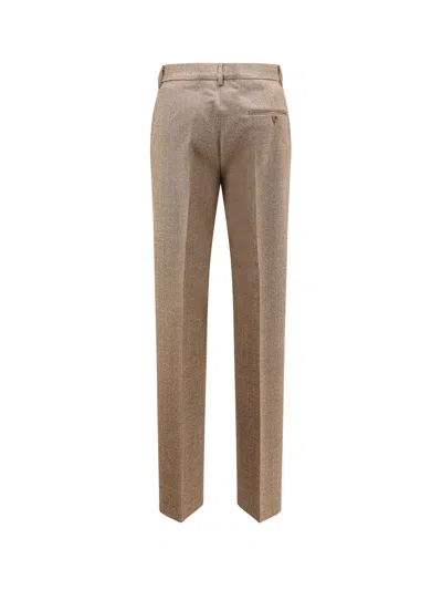 Mm6 Maison Margiela Wool Trousers With Front Crease And Pockets In Brown